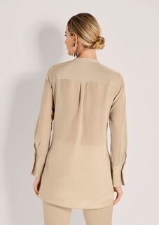 Lange Seidenbluse in kragenloser Form thumbnail 3