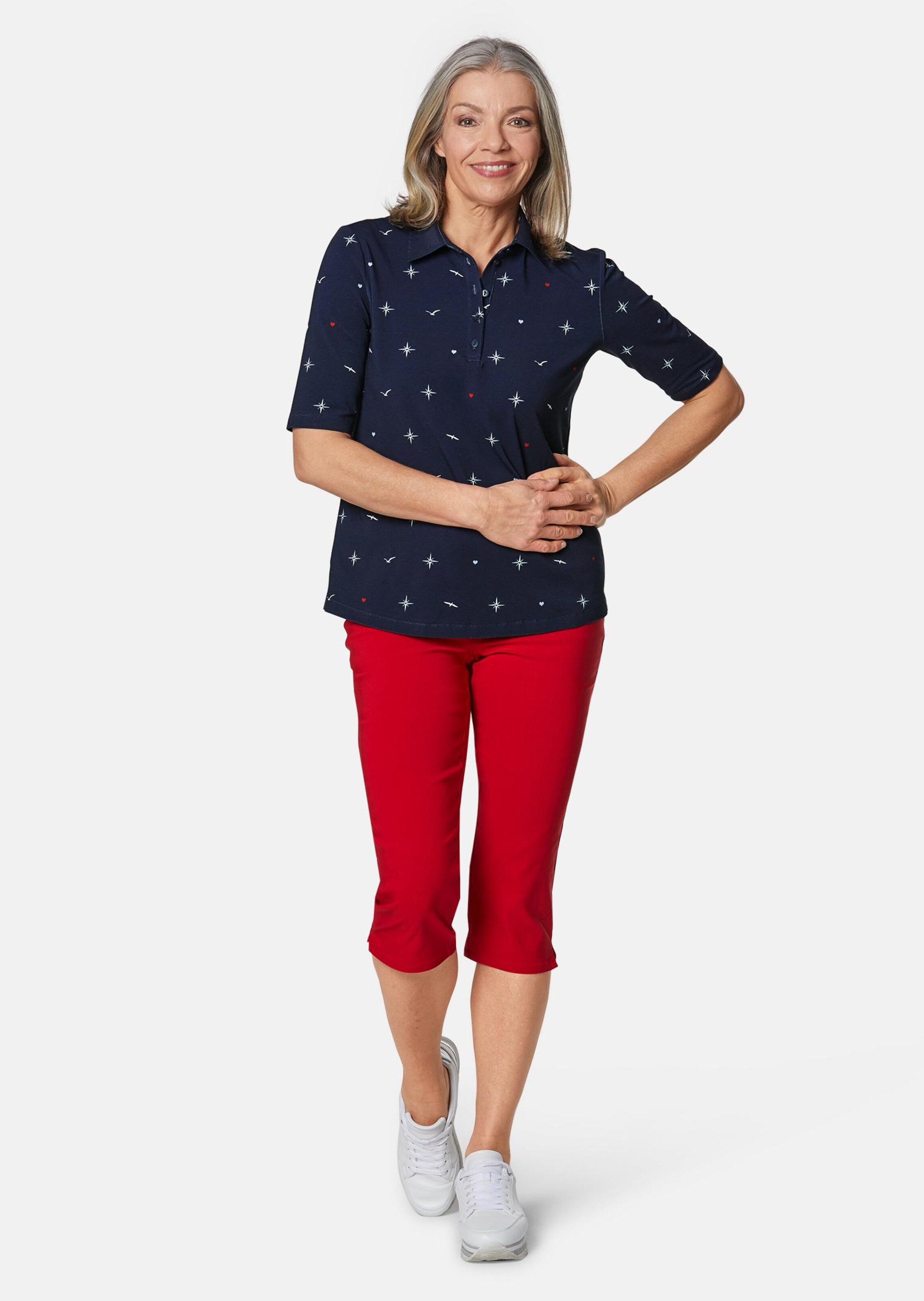 Ravissant polo imprimé - marine / blanc / à motifs - Gr. 26 de Goldner Fashion