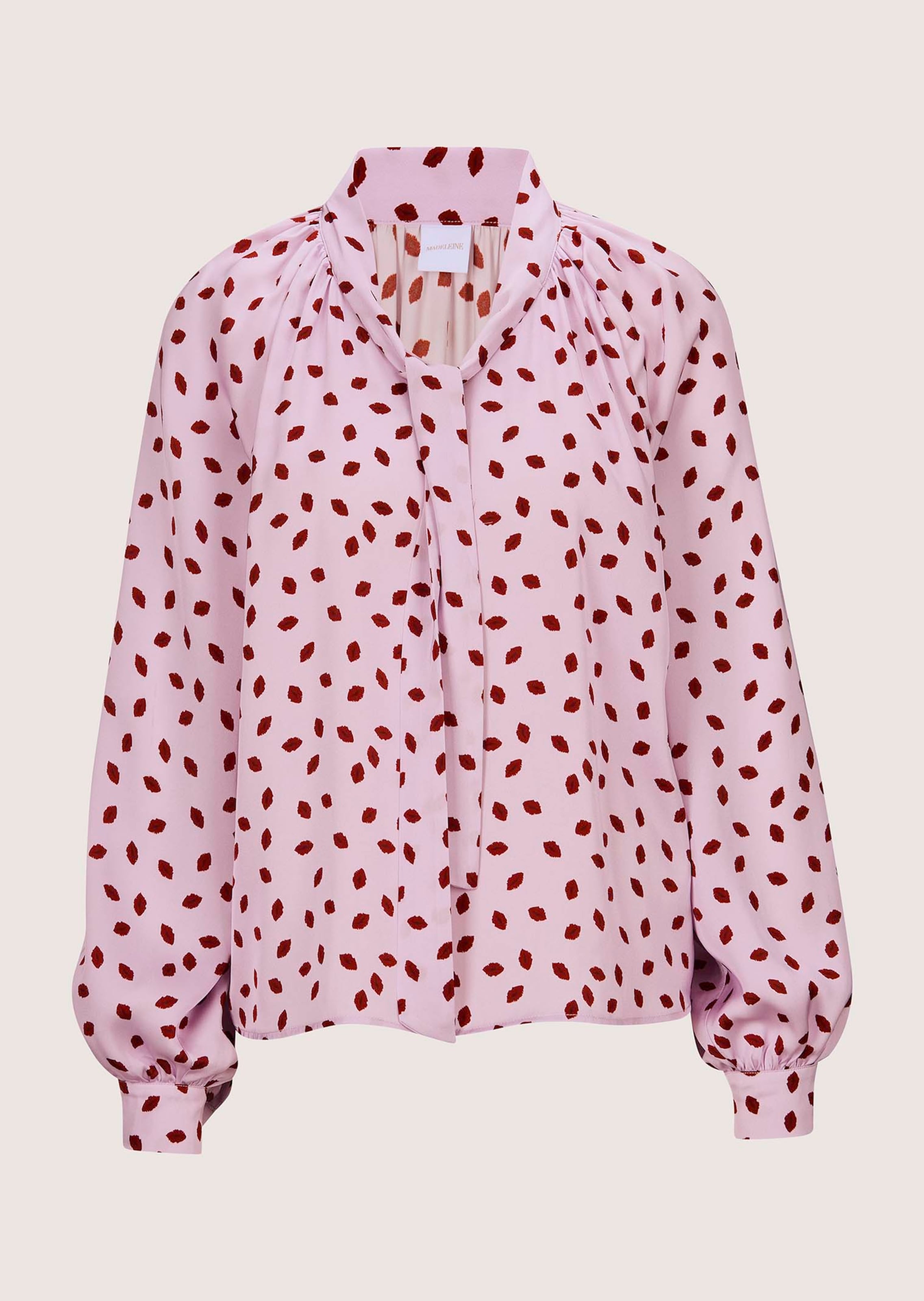 Blouse avec imprimé baiser et rubans à nouer sur l'encolure