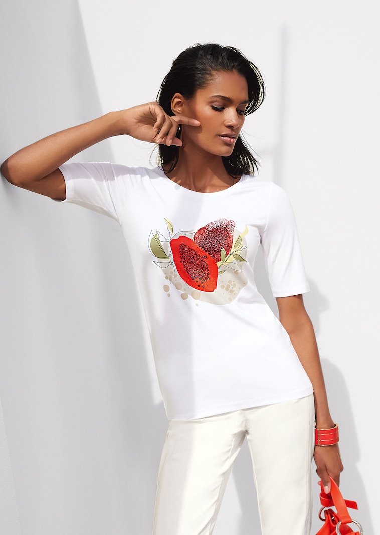 Rundhals-Shirt mit farbenfrohem Foliendruck