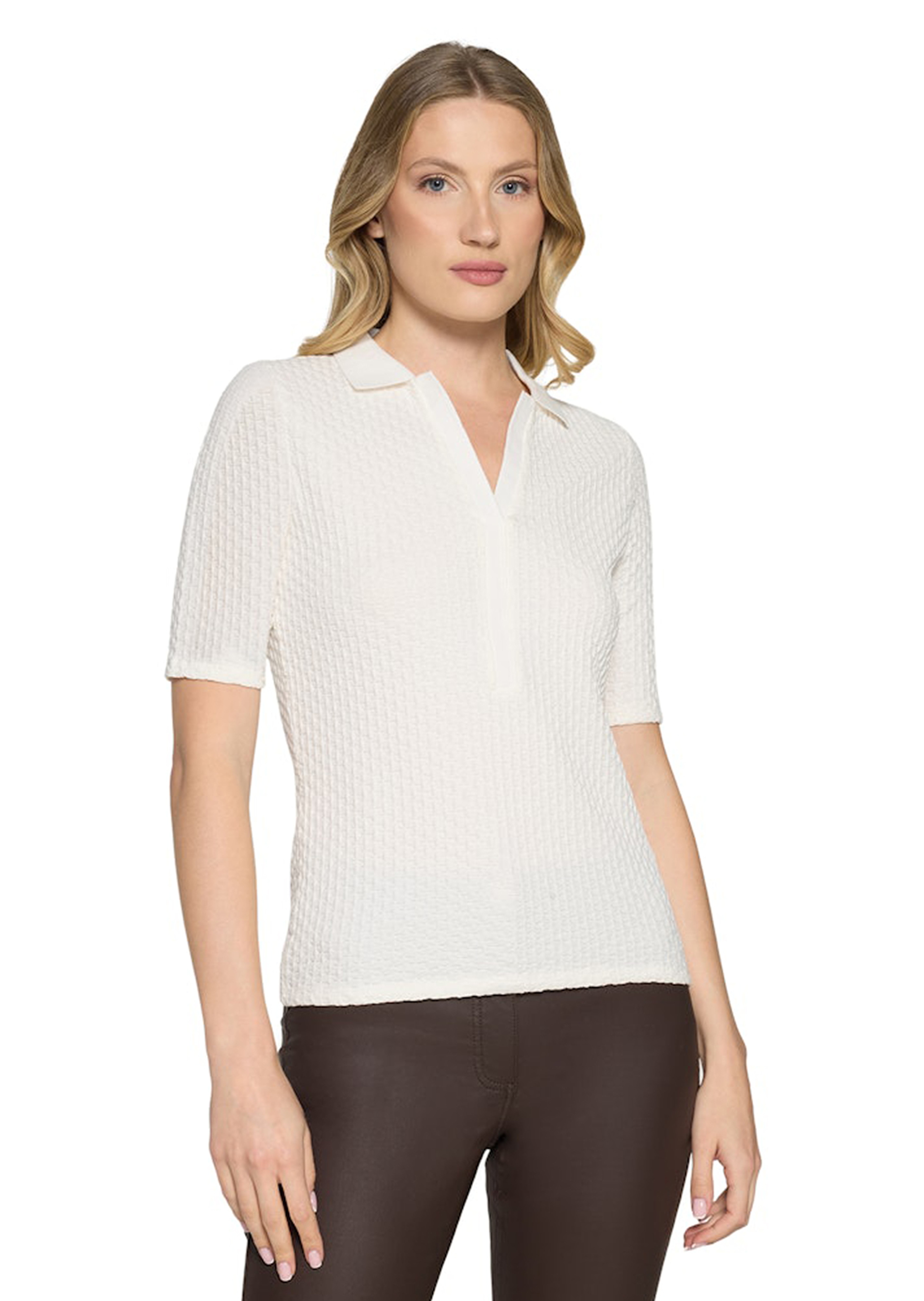 Polo structuré avec col en tricot