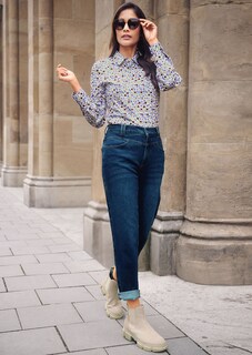 Kurze Boxy-Bluse mit Millefleurs-Print thumbnail 6