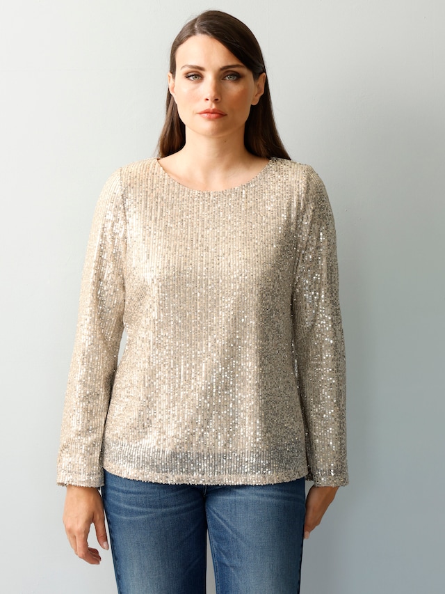 Pailettenbluse mit langem Arm