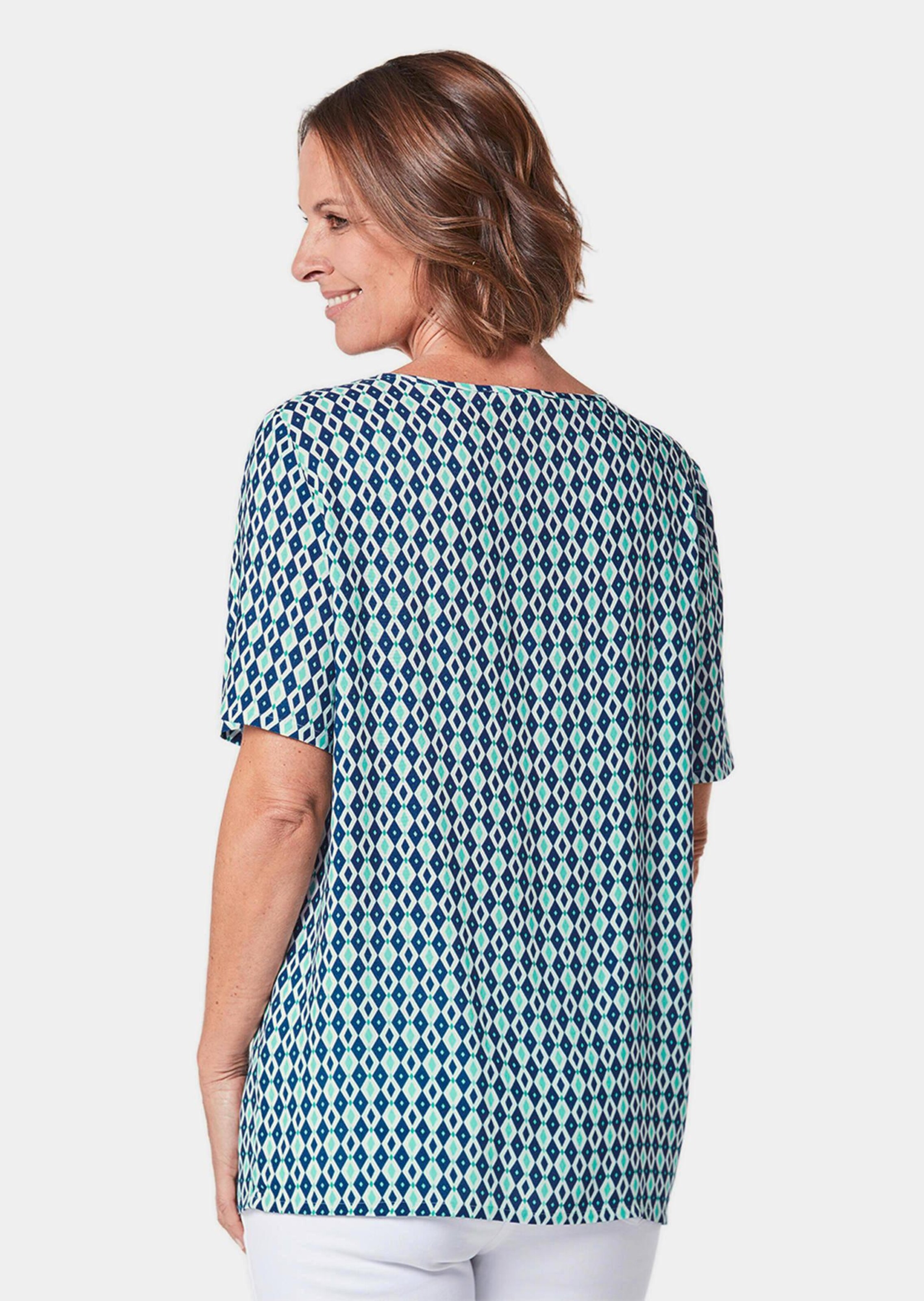 Chemisier imprimé en viscose de qualité - bleu roi / turquoise / à motifs - Gr. 21 de Goldner Fashio