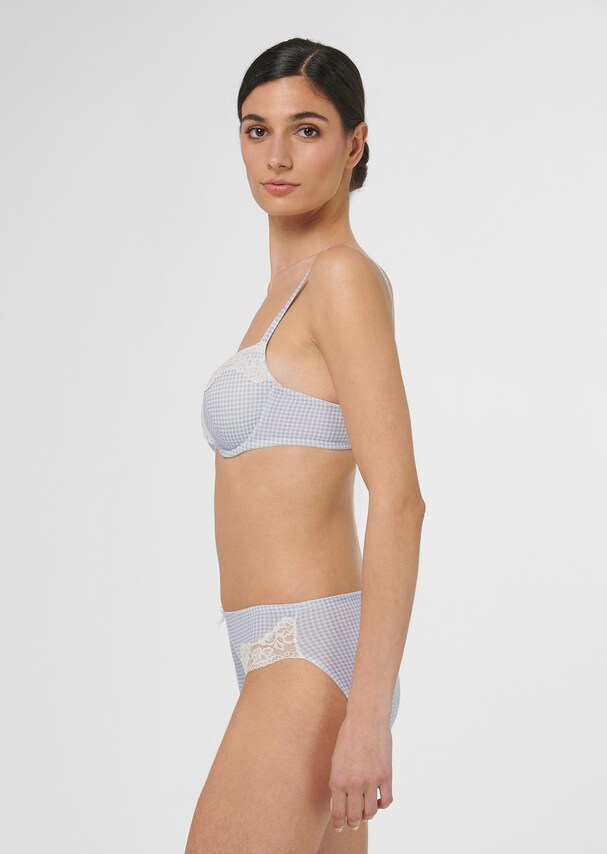 Jumper bra with Vichy check pattern and lace 3