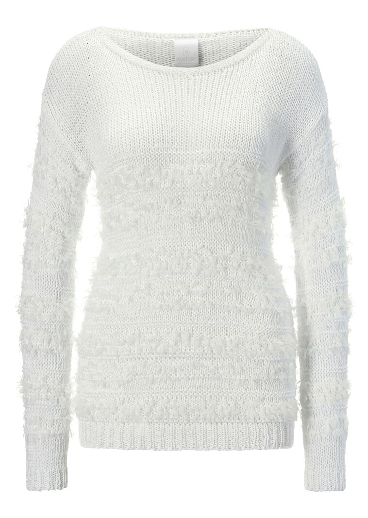 Knitted jumper with feather texture