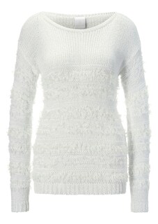 Knitted jumper with feather texture thumbnail 1