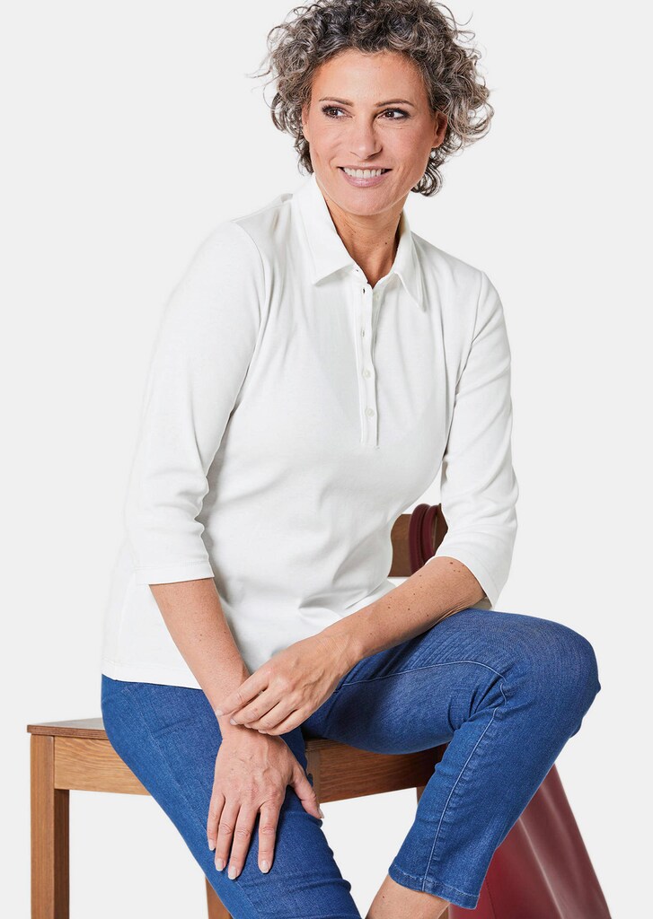 Basic-Poloshirt mit Stickerei aus reiner Baumwolle