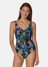 Swimming costume with floral print and frills thumbnail 1