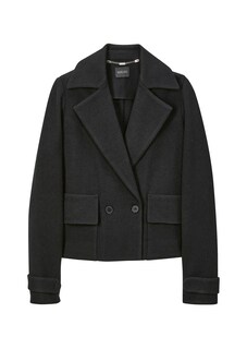 Double-breasted short blazer in boiled wool thumbnail 6