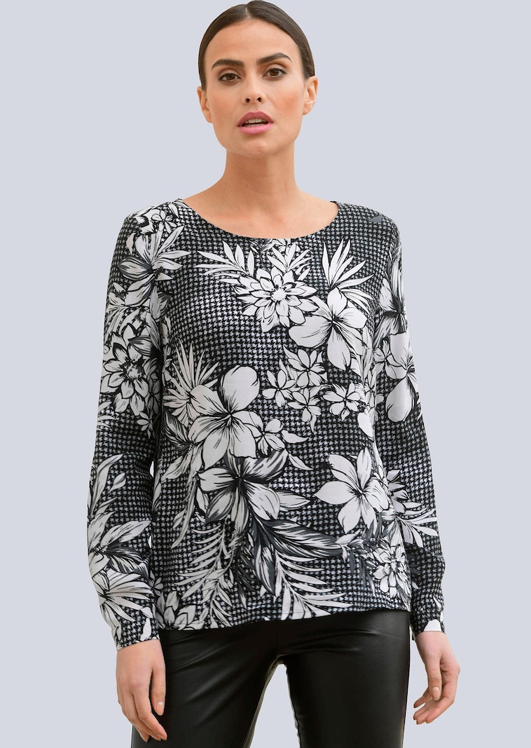 Bluse im Hahnentrittdessin