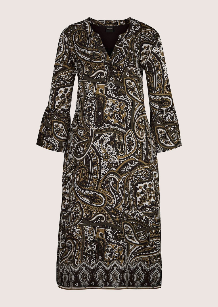 Paisley-Kleid mit Volantärmeln in H-Linie