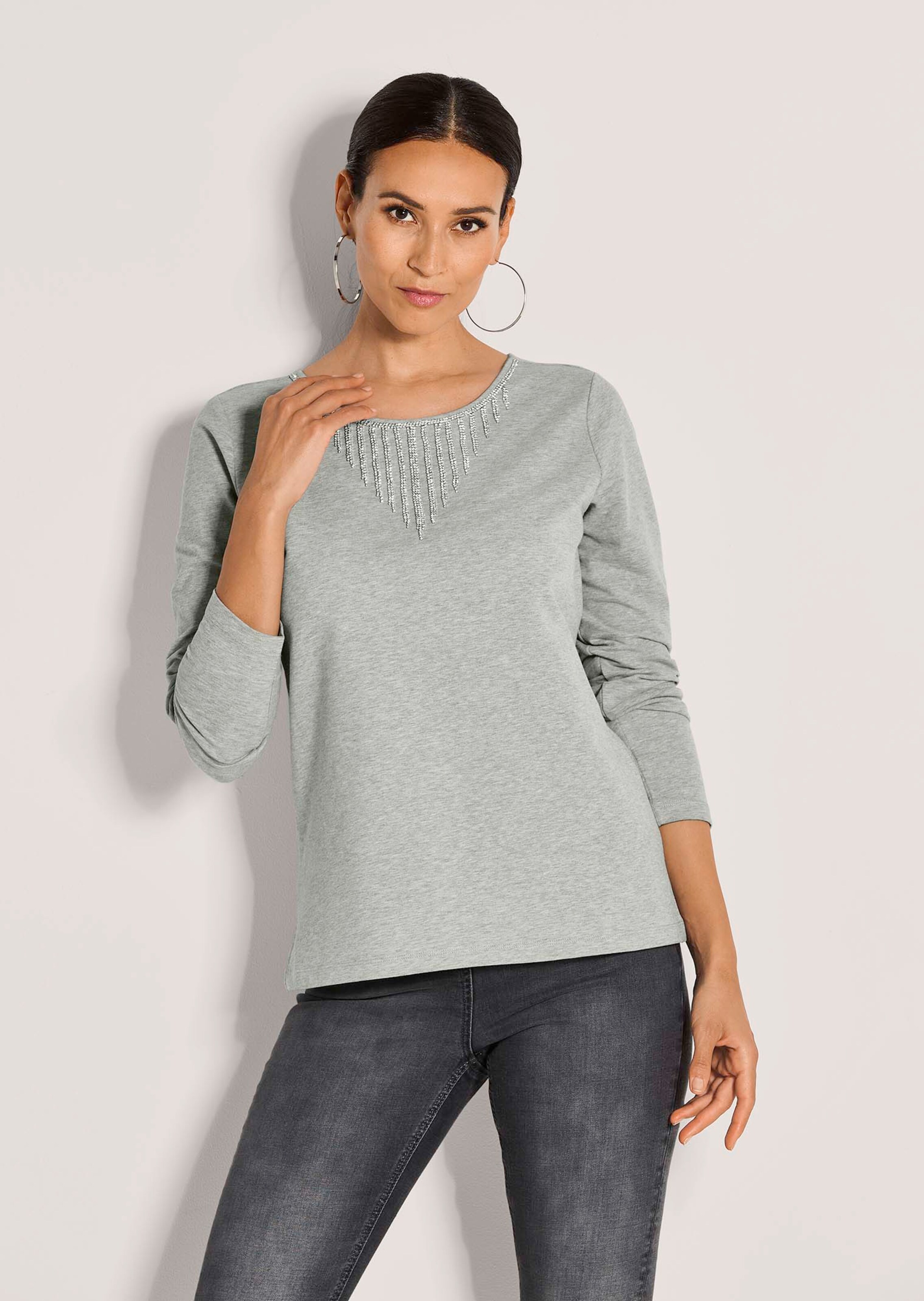Sweat-Shirt Femme Étoile De Glace Strass – Col Montant, Molleton Doux, Poches & Manches Raglan, Parfait Pour L'Hiver Festif
