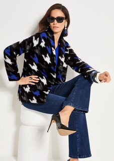 Verschlusslose Shirtjacke mit Hahnentrittmuster thumbnail 7