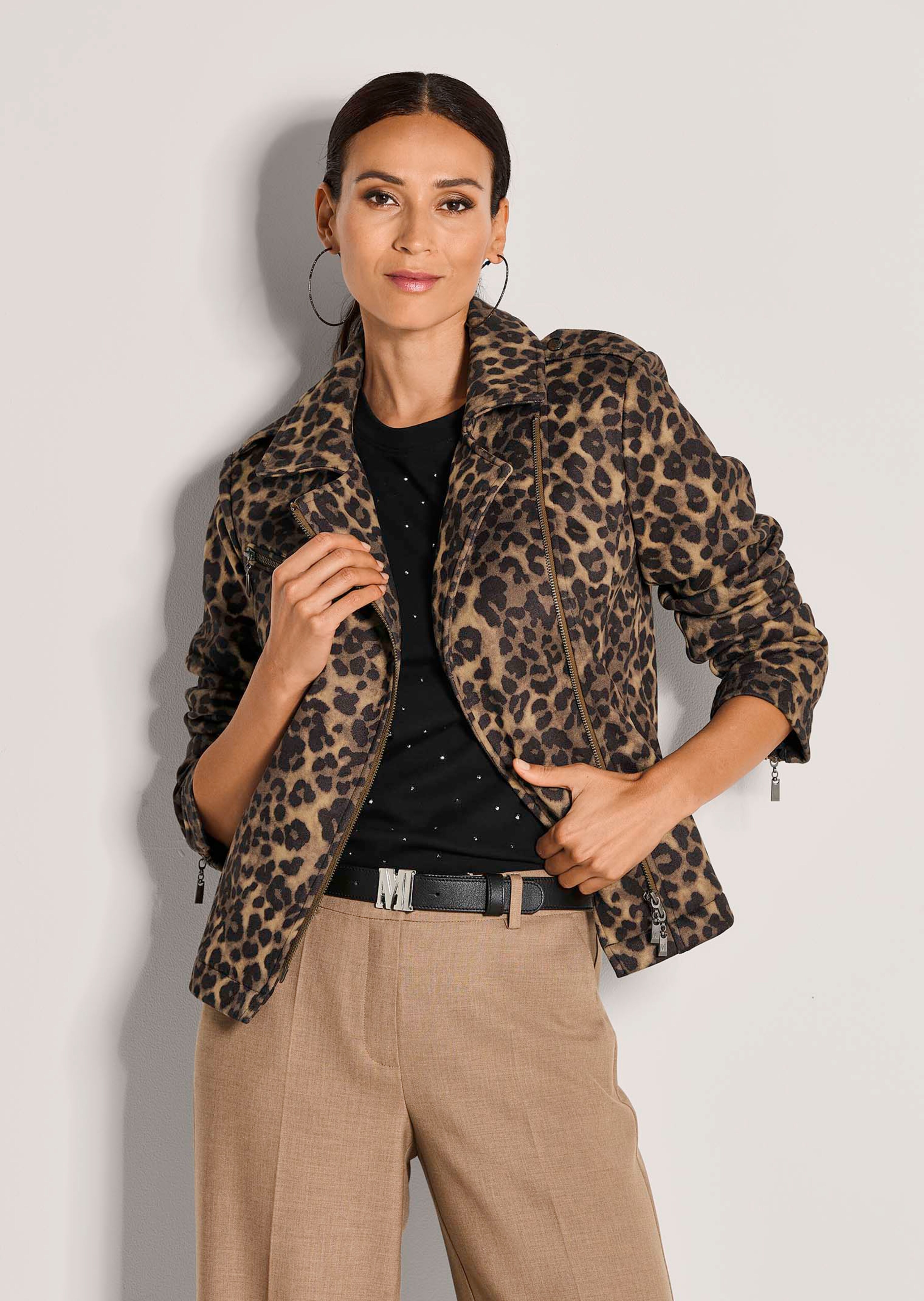 Biker-Jacke in bedruckter Scuba-Qualität