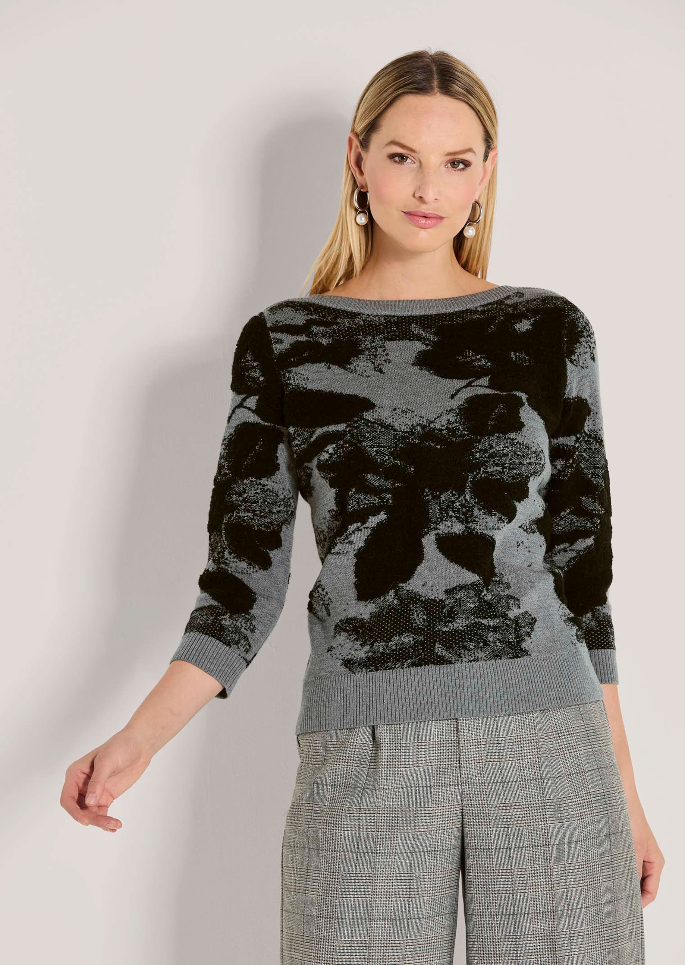 Jacquard-Pullover mit 3/4-Ärmeln