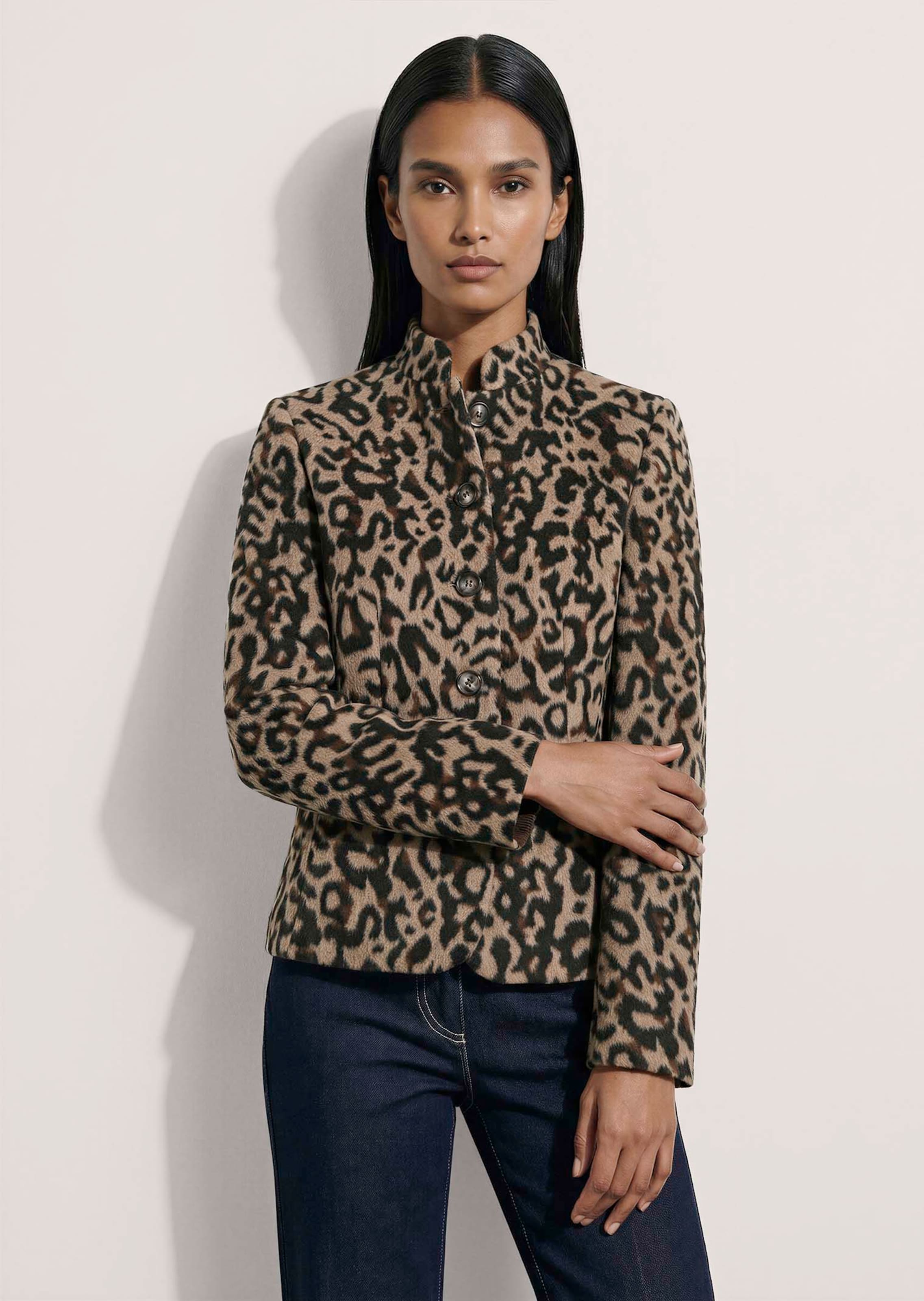 Leopard-print jacquard blazer