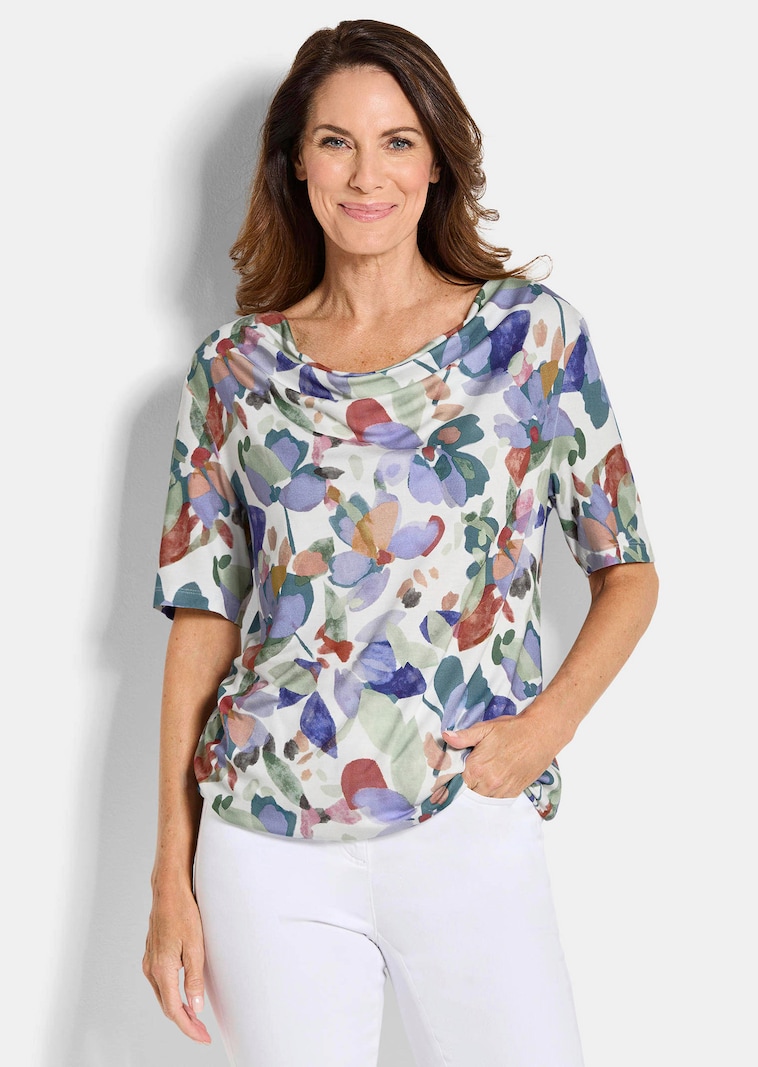 Jerseyshirt mit Wasserfallausschnitt