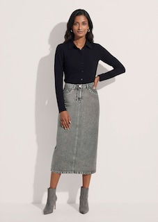 Denim skirt with embellished slit pockets thumbnail 2