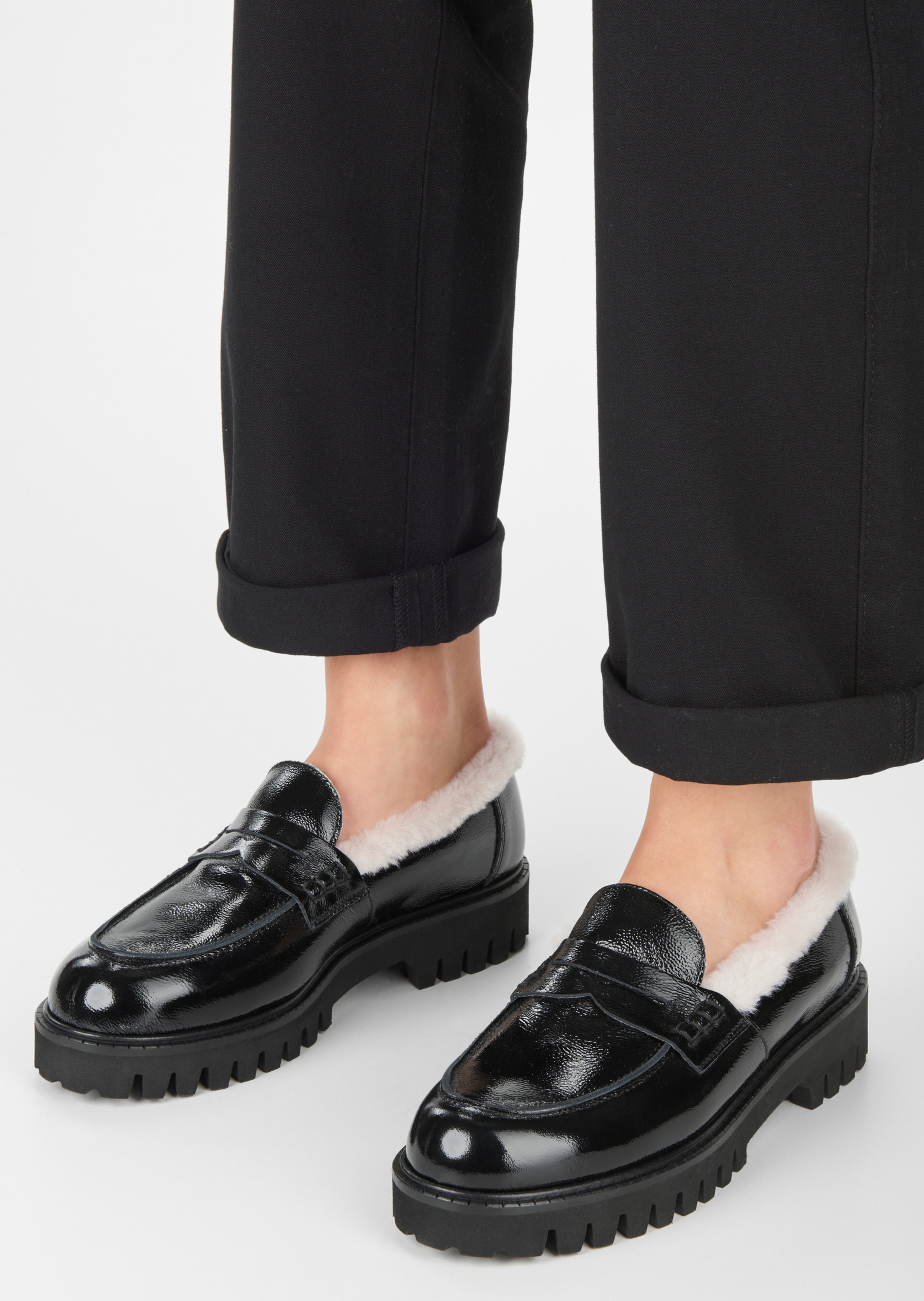 Penny Loafer mit Fellbesatz