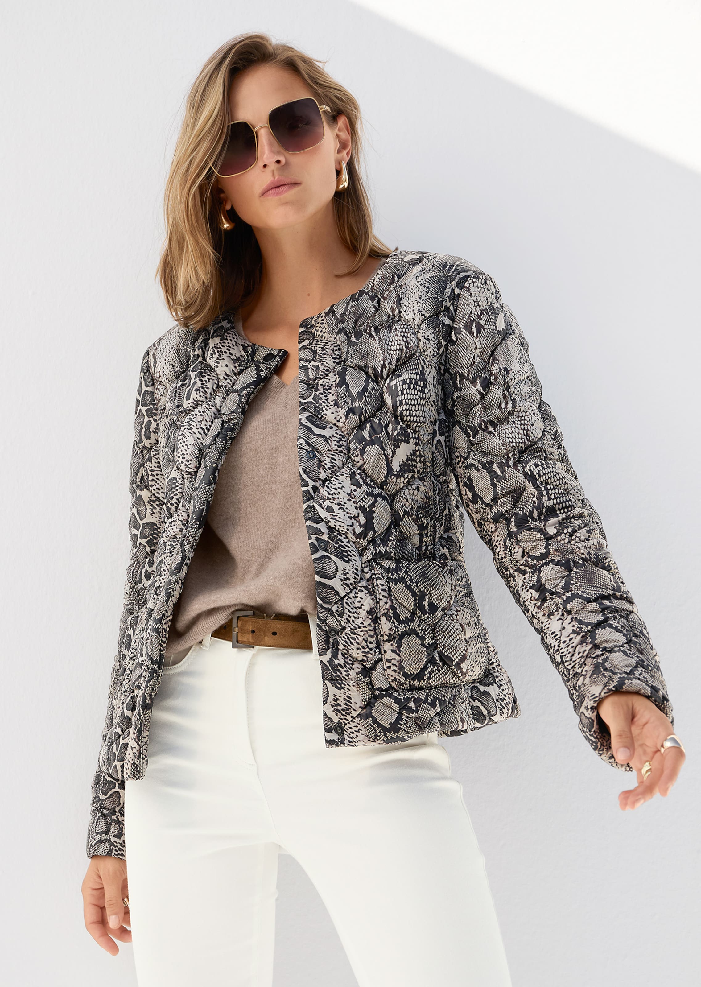 Steppjacke mit Unikat-Print