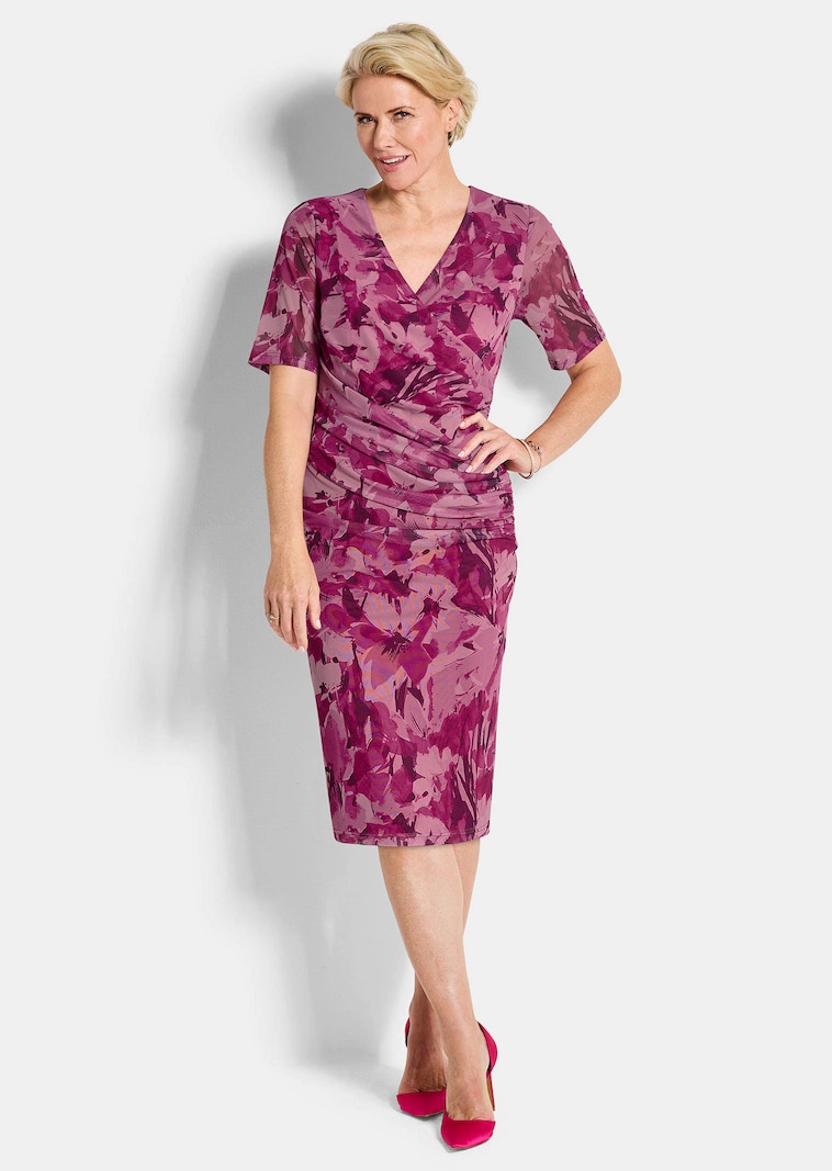 Mesh-Kleid in Wickeloptik