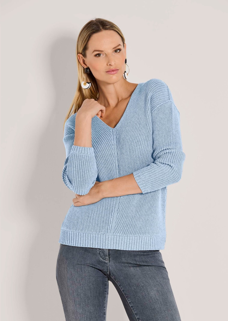 Langarm-Pullover mit V-Ausschnitt