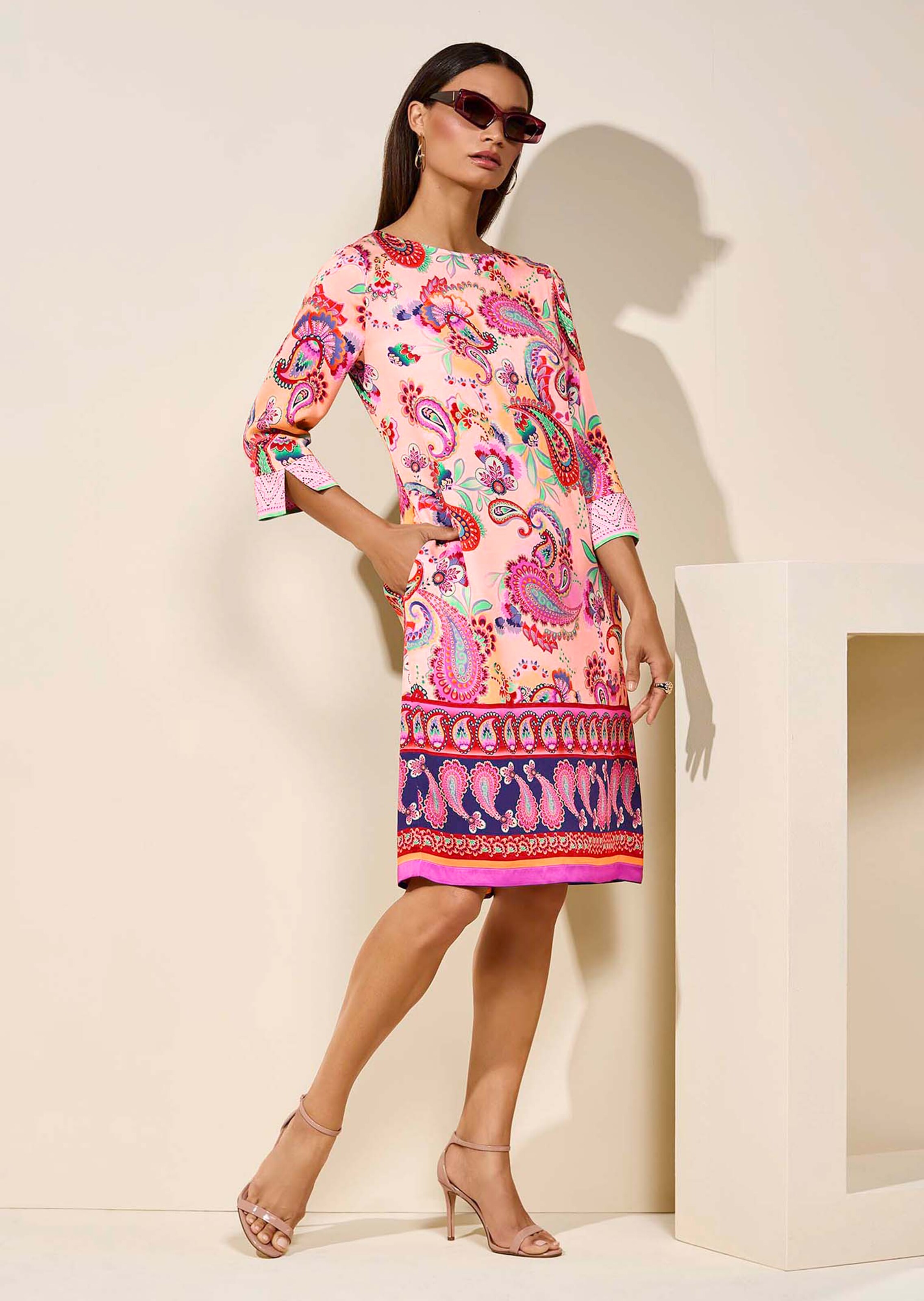 Sommerkleid im Paisley-Dessin mit 3/4-Ärmeln