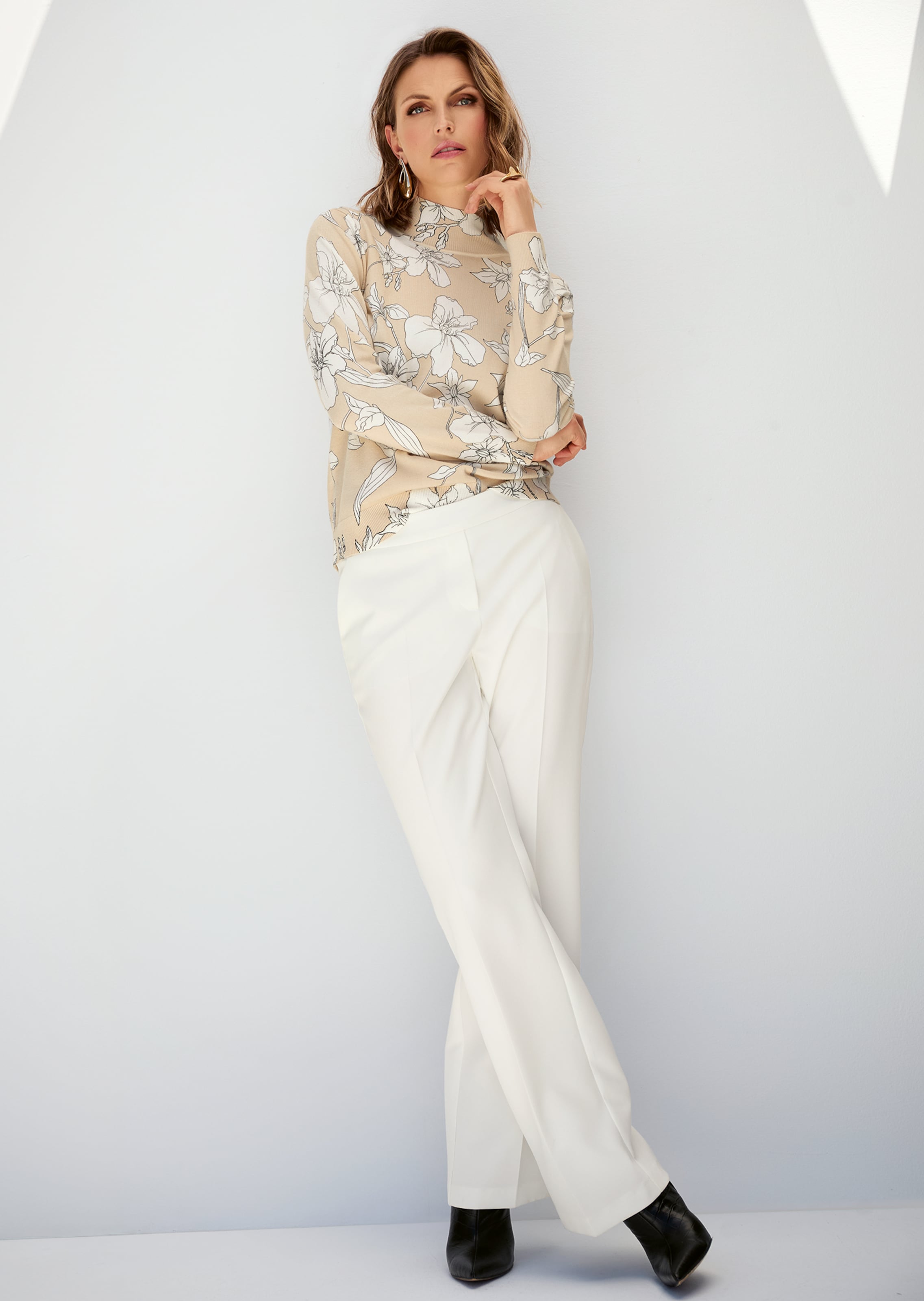 Feinstrick-Pullover mit Unikat-Print