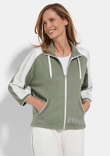 Sweatjacke mit Schriftzug an den Ärmeln thumbnail 1