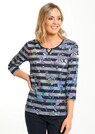Bequemes Druckshirt in Blumen-Ringeloptik thumbnail 1