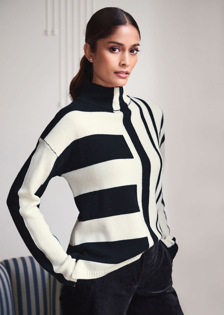 Intarsia jumper made from virgin wool and cashmere