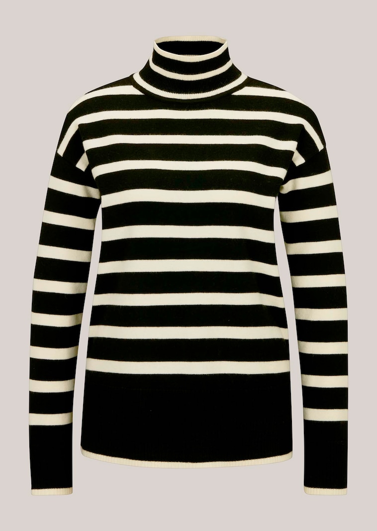 Streifen-Pullover mit Stehkragen