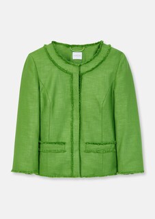 Short blazer with 3/4-length sleeves and fringed sections thumbnail 6