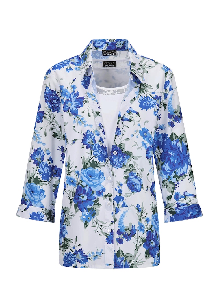 Blouseset bestaande uit een gebloemde blouse en een topje