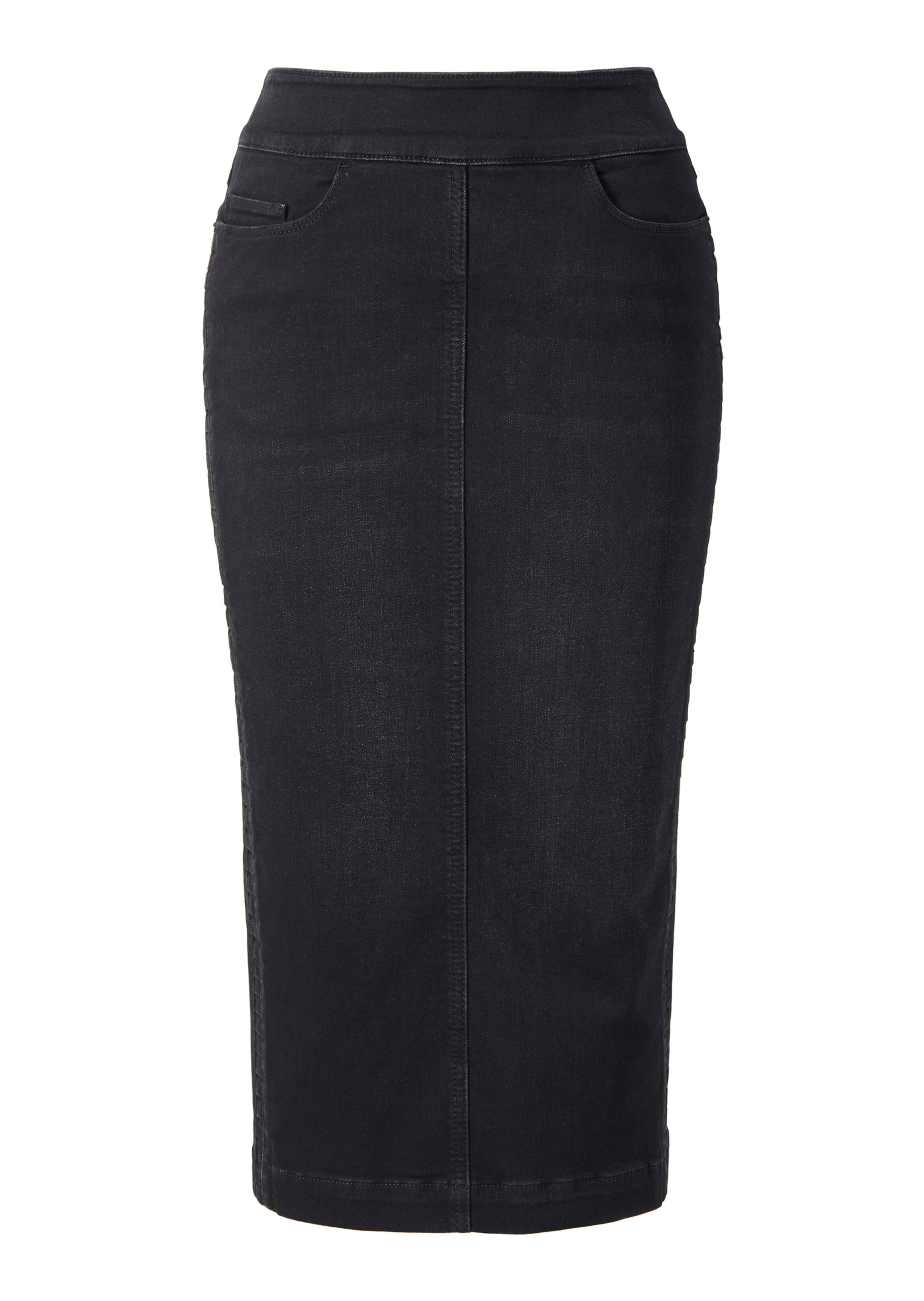 Schlanker Midi-Jeansrock mit Falten-Details