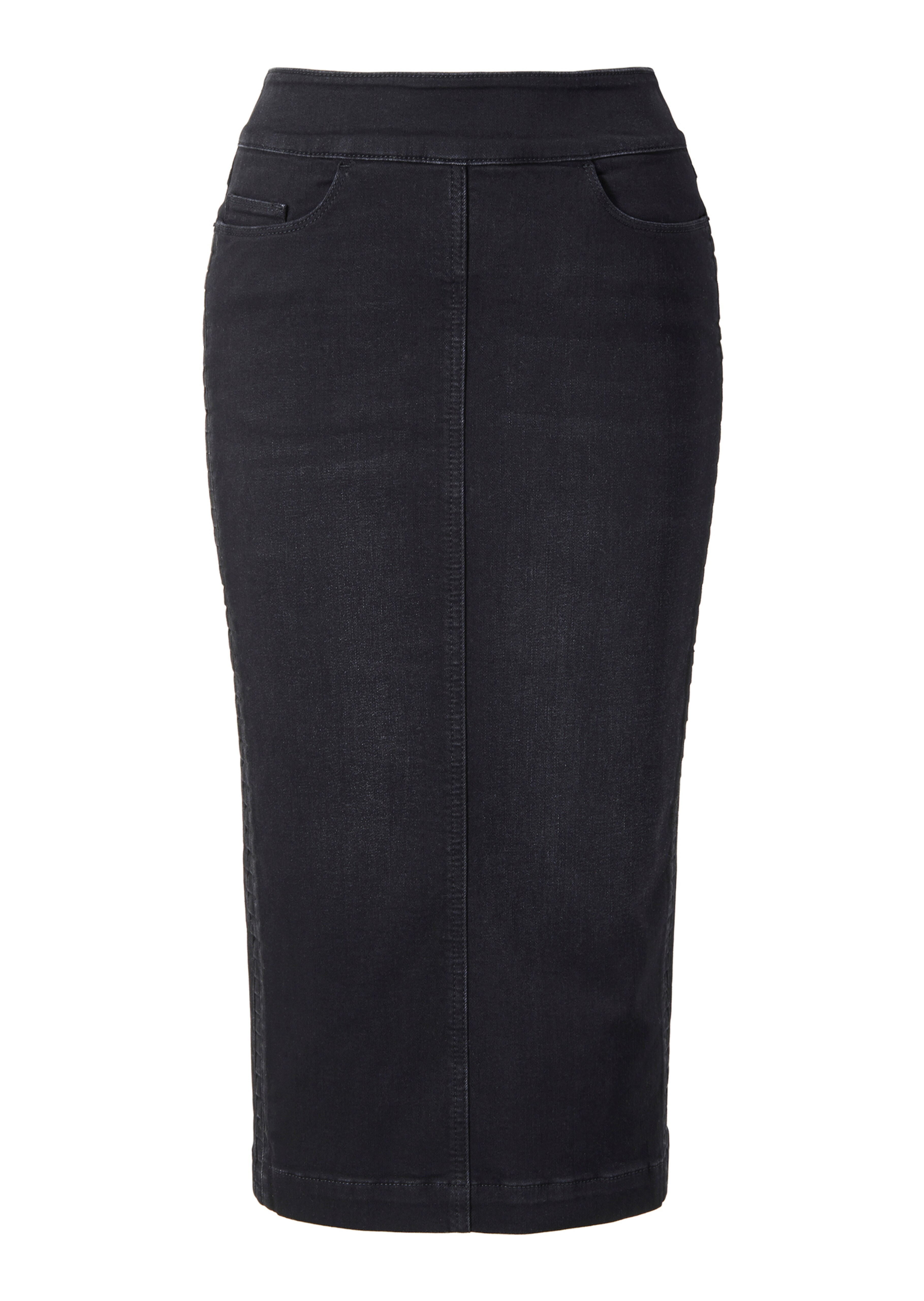 Schlanker Midi-Jeansrock mit Falten-Details