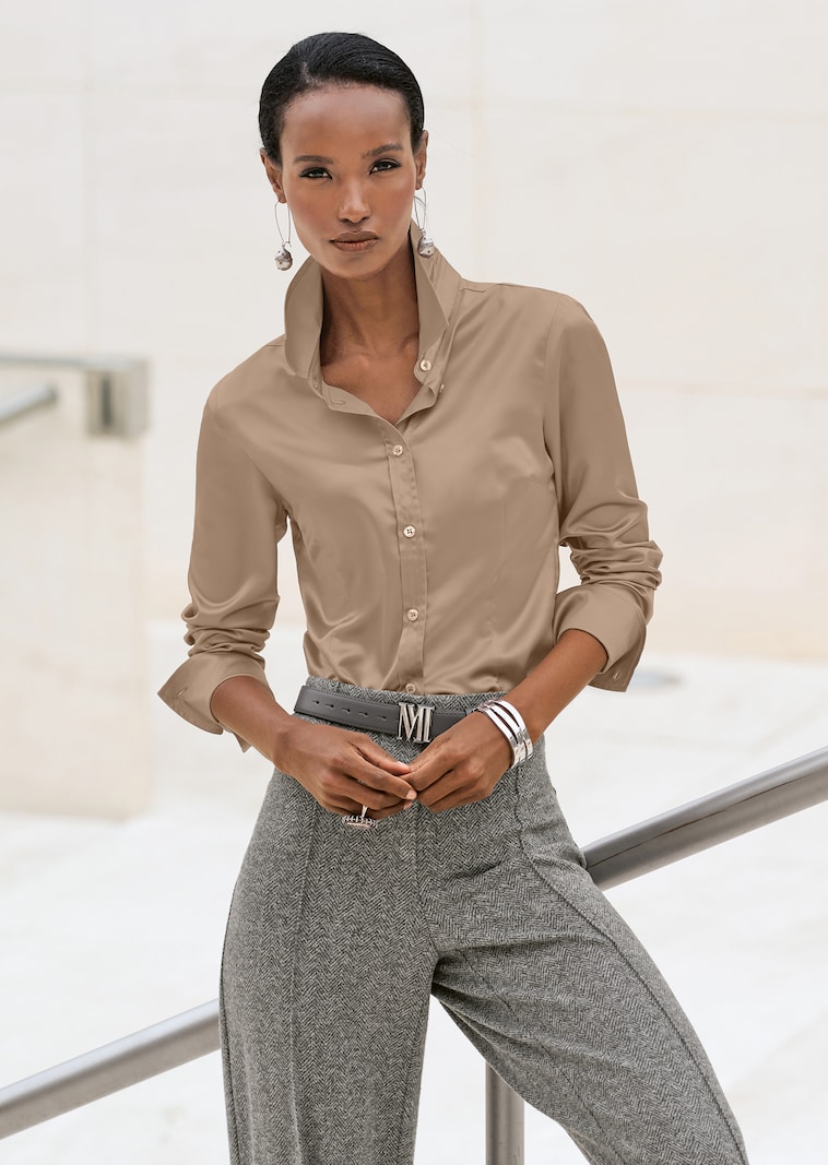 Hemdbluse mit glänzendem Finish