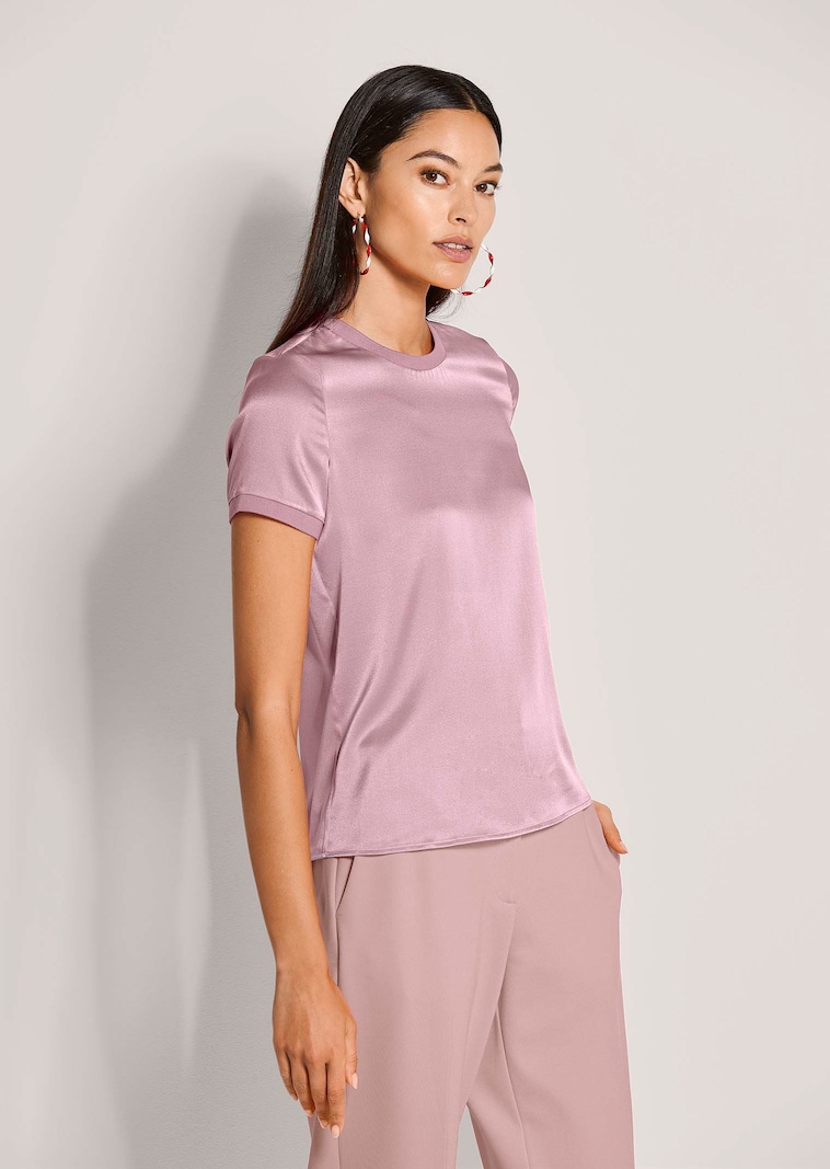 Blouse en soie avec empiècements en maille côtelée