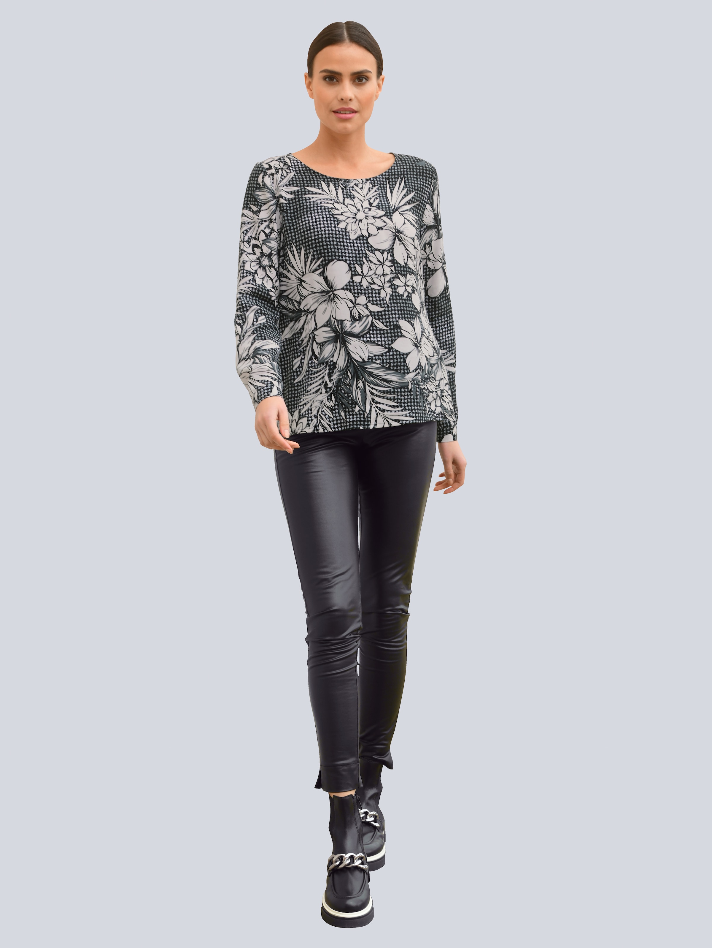 Bluse im Hahnentrittdessin