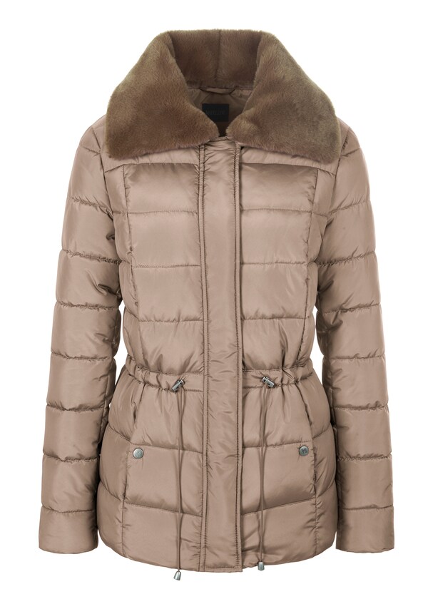 Padded quilted jacket with detachable faux fur