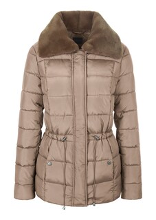 Padded quilted jacket with detachable faux fur thumbnail 1