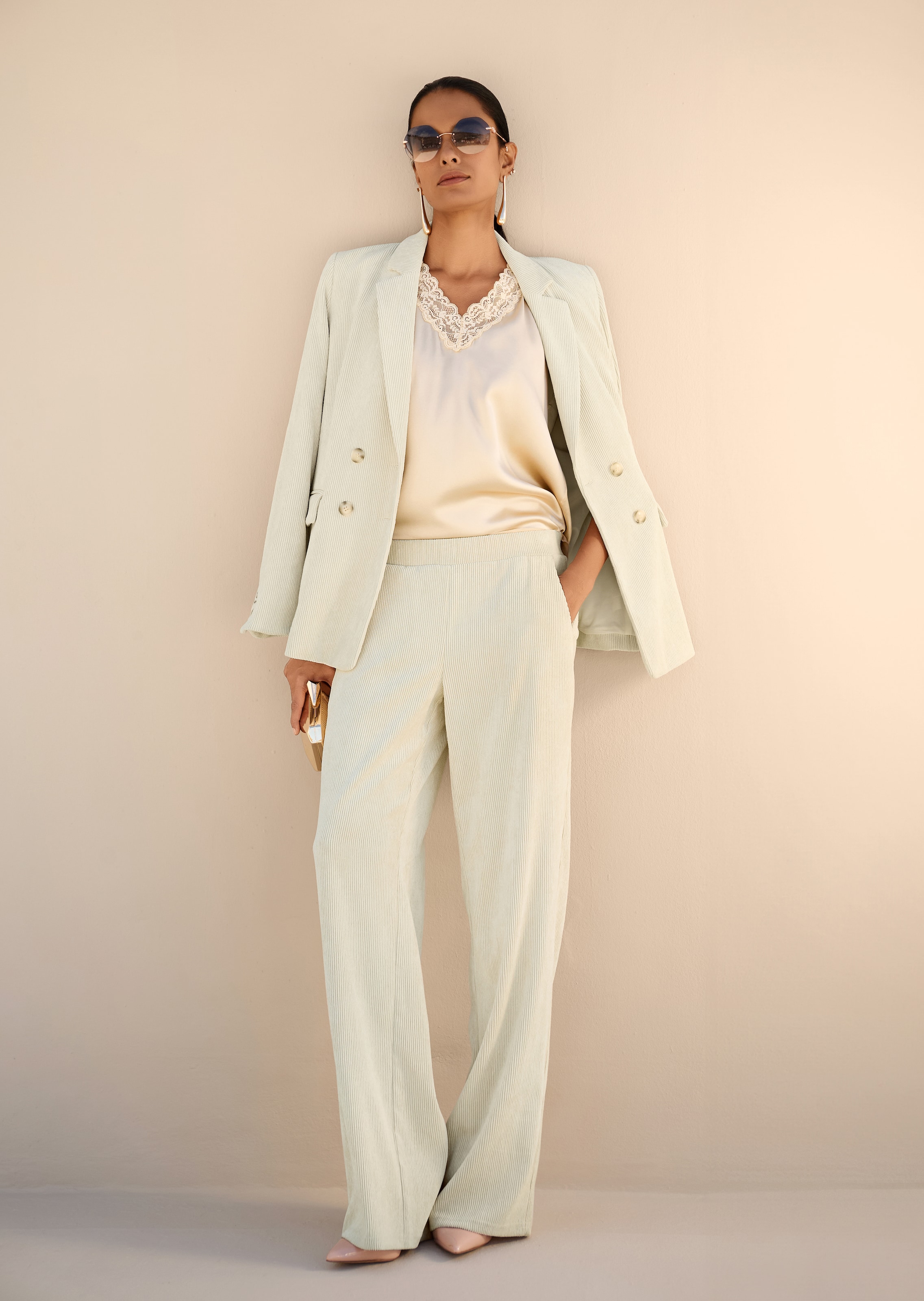 Zweireihiger Blazer in Cord-Optik