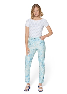 Stretch-Jeans mit Batik-Print thumbnail 2