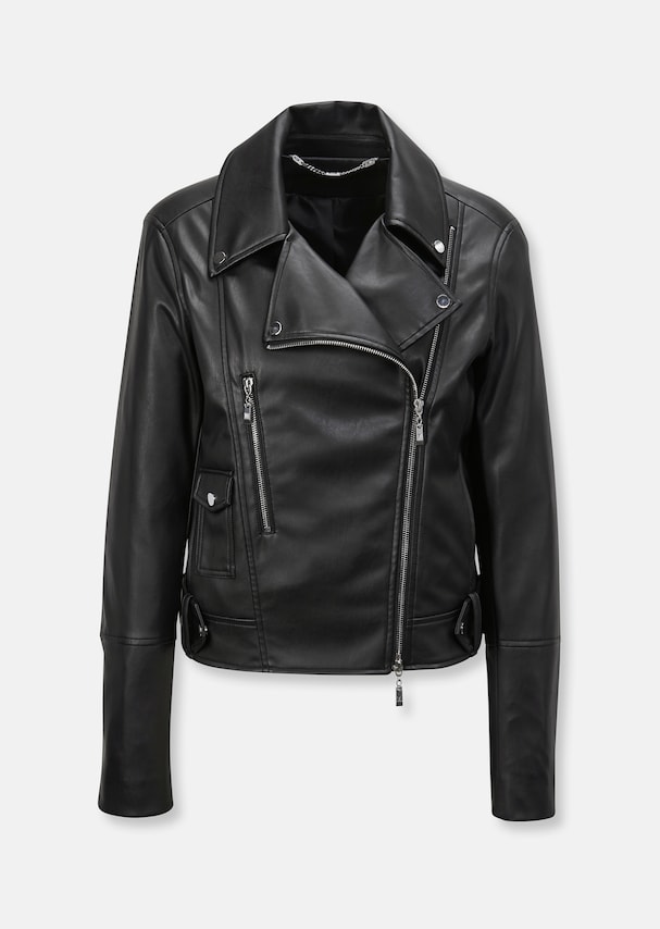 Biker-style faux leather jacket 3