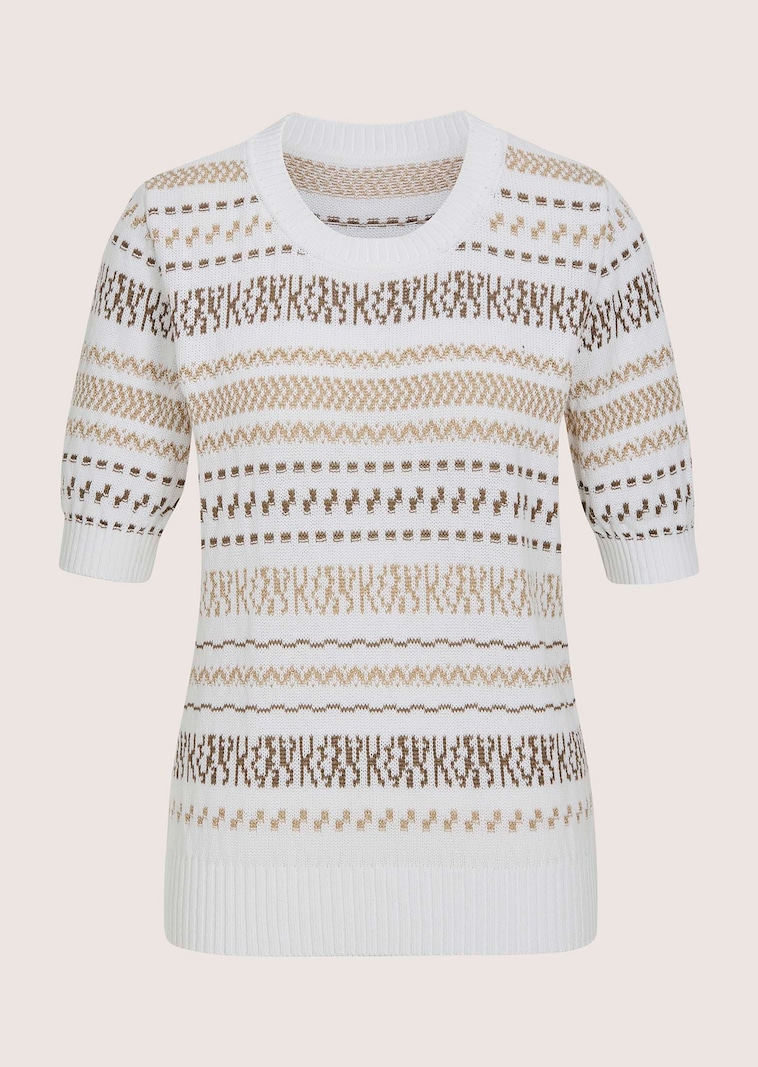 Gestreifter Jacquard-Pullover mit Glanzgarn
