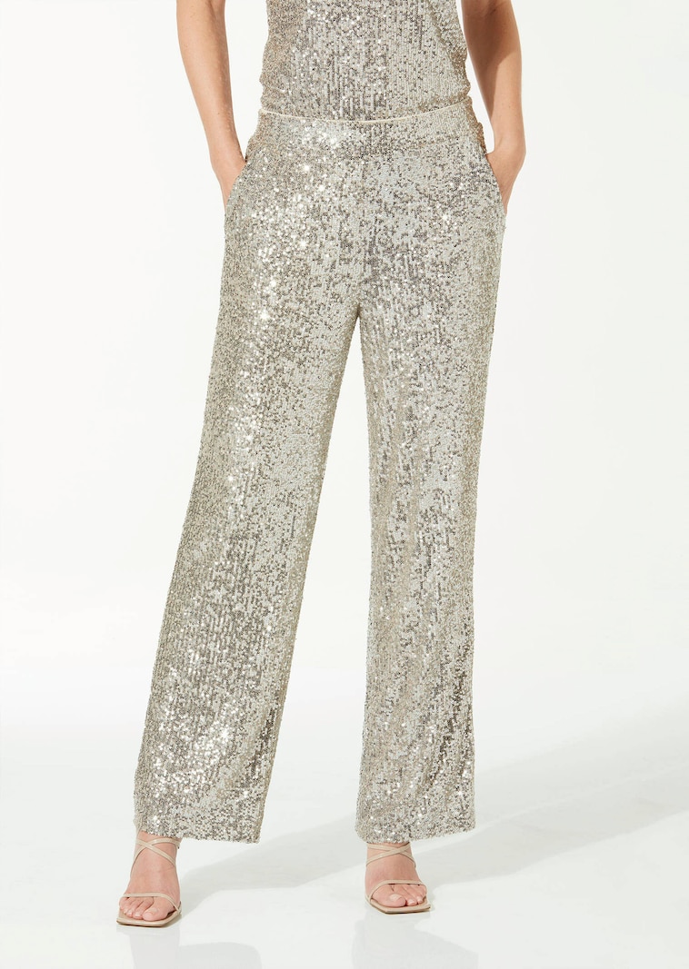 Pantalon pailleté en longueur cheville, coupe crayon