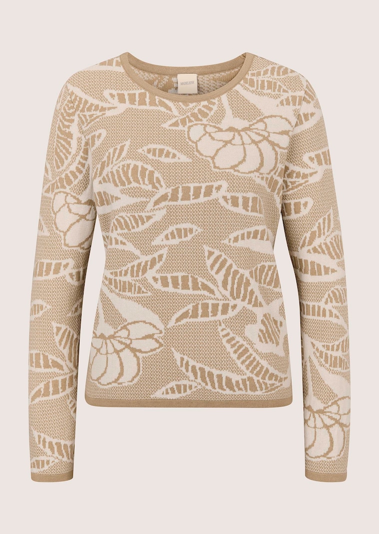 Pull en tricot avec motif jacquard bicolore