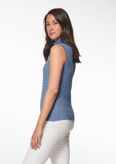 Ärmelloser Rollkragenpullover mit Zopfmuster thumbnail 4