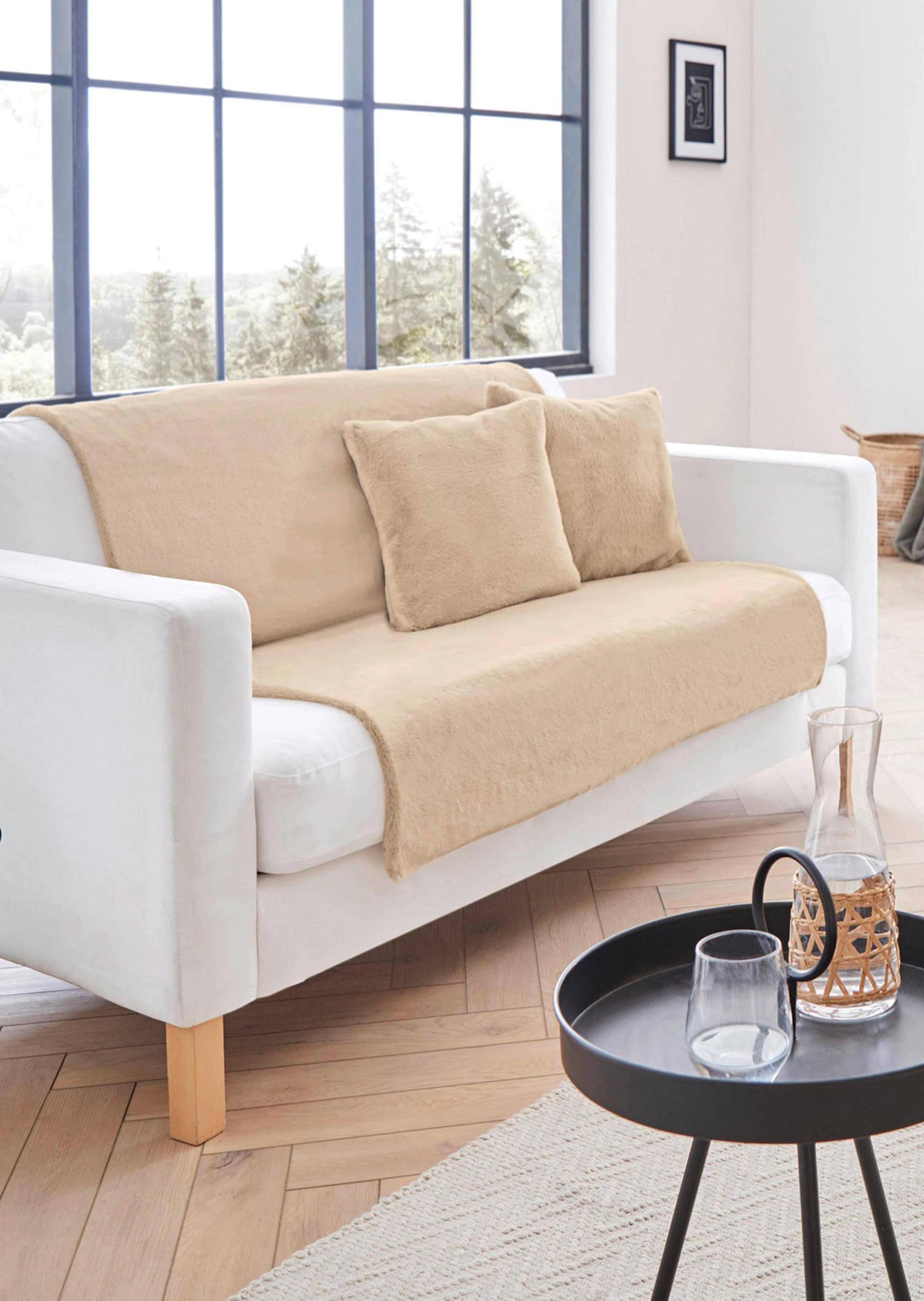 Jetés de fauteuil et de canapé - beige - Gr. 165 x 140 cm de Goldner Fashion